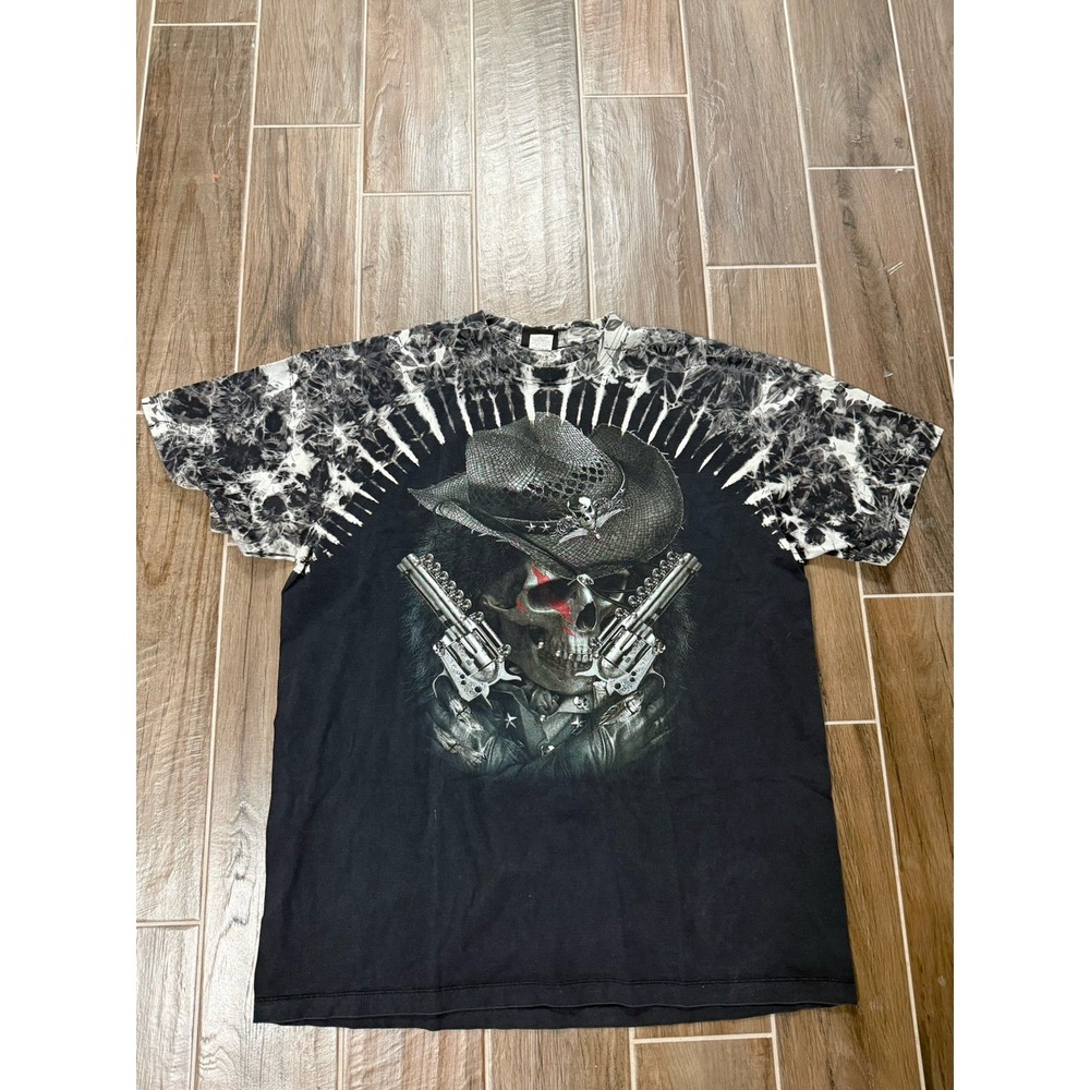 Jay's Rock brand Skulls Studded Tie-Dye Black T Shirt Mens 2XL